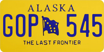 AK license plate GOP545