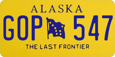 AK license plate GOP547