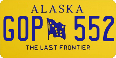 AK license plate GOP552