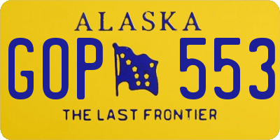 AK license plate GOP553