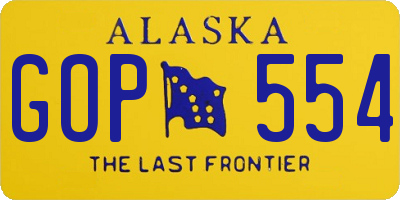 AK license plate GOP554
