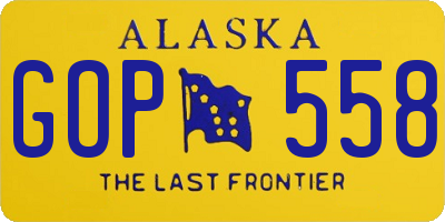 AK license plate GOP558