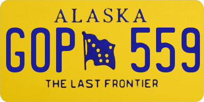 AK license plate GOP559