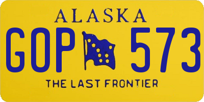 AK license plate GOP573