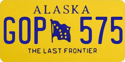 AK license plate GOP575