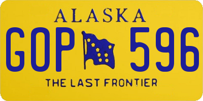 AK license plate GOP596