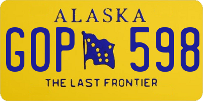 AK license plate GOP598