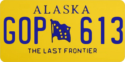 AK license plate GOP613