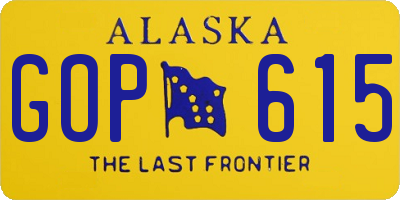 AK license plate GOP615