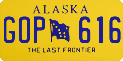 AK license plate GOP616