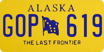 AK license plate GOP619
