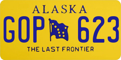 AK license plate GOP623