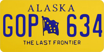 AK license plate GOP634