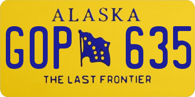 AK license plate GOP635