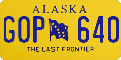 AK license plate GOP640