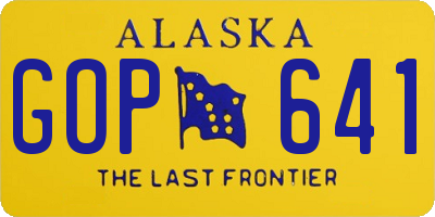 AK license plate GOP641