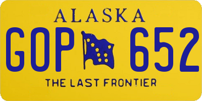 AK license plate GOP652