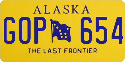 AK license plate GOP654