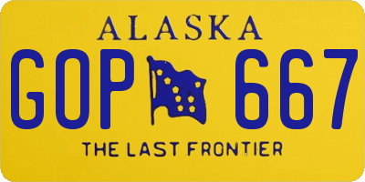 AK license plate GOP667