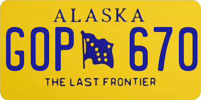 AK license plate GOP670