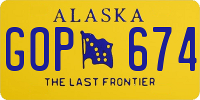 AK license plate GOP674