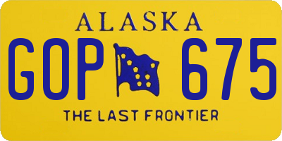 AK license plate GOP675