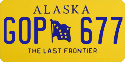 AK license plate GOP677