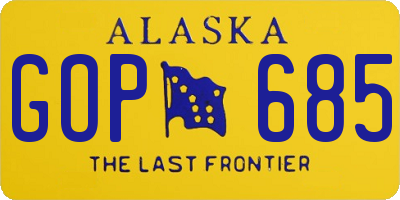 AK license plate GOP685