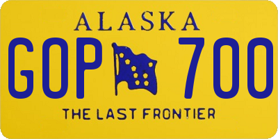 AK license plate GOP700