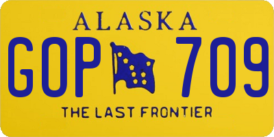 AK license plate GOP709