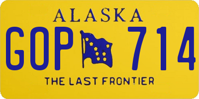 AK license plate GOP714