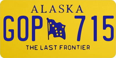 AK license plate GOP715