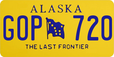 AK license plate GOP720