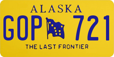 AK license plate GOP721