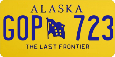 AK license plate GOP723