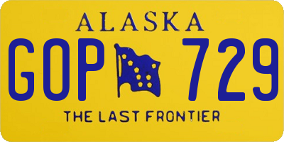 AK license plate GOP729