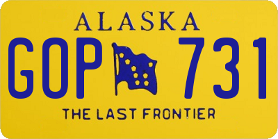 AK license plate GOP731