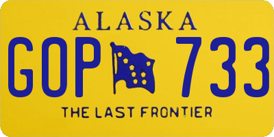AK license plate GOP733