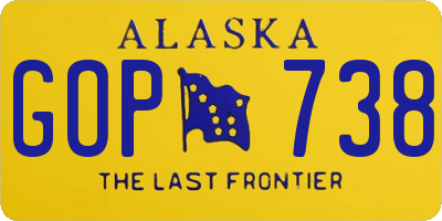 AK license plate GOP738