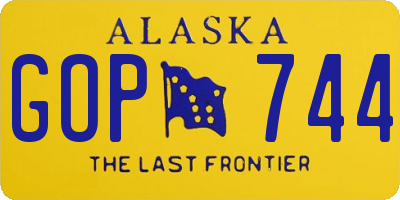 AK license plate GOP744