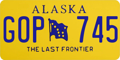 AK license plate GOP745