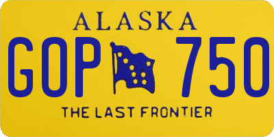 AK license plate GOP750