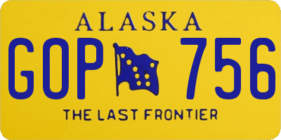 AK license plate GOP756