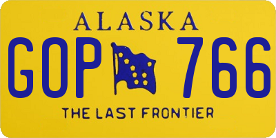AK license plate GOP766