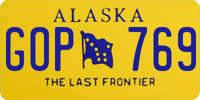 AK license plate GOP769