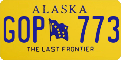 AK license plate GOP773
