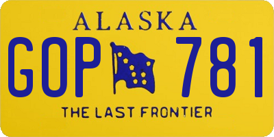 AK license plate GOP781