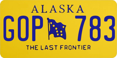 AK license plate GOP783
