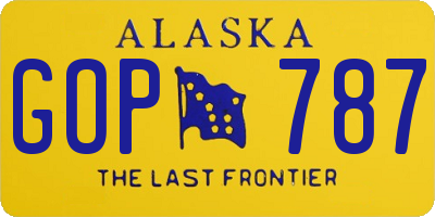 AK license plate GOP787