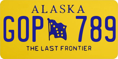 AK license plate GOP789